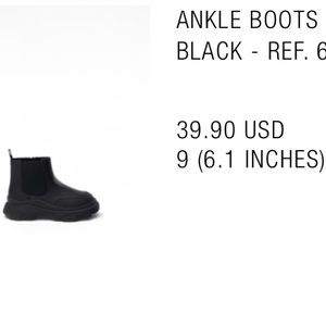 Zara black leather boots size 9 or 25 for toddler girl or boy